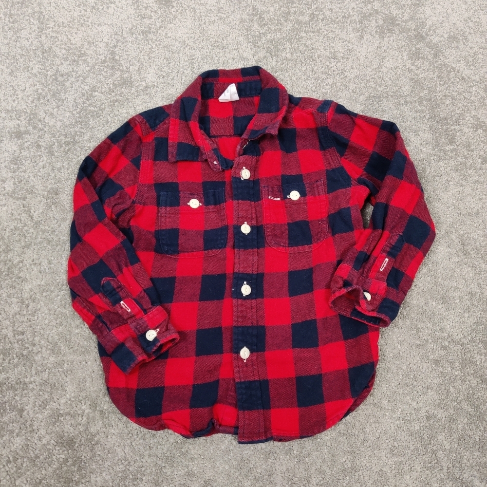 Baby Gap Boy's Button Down Plaid Shirt Size 3T Christmas Holiday Flannel Cotton